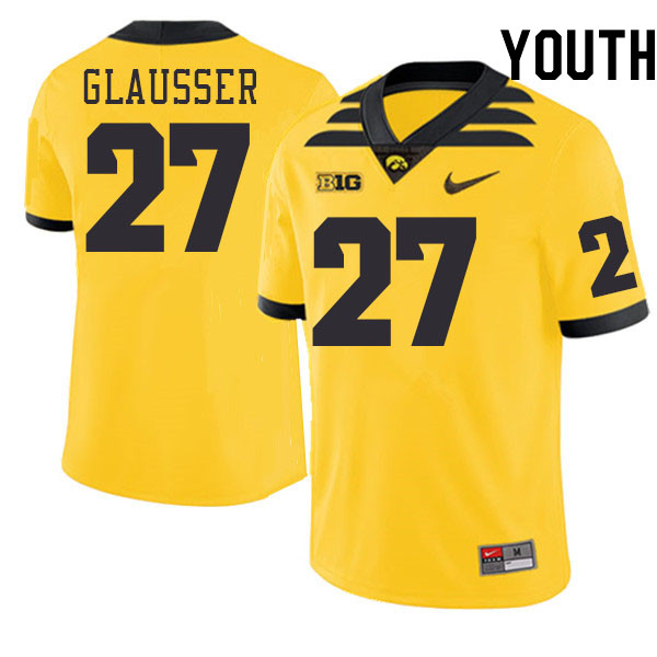 Youth #27 Grant Glausser Iowa Hawkeyes College Football Jerseys Stitched-Gold